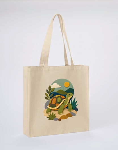 Tortoise on the Trail Recycled Cotton Shopper Bag - Felt & Fauna Dune Sand colour variant image