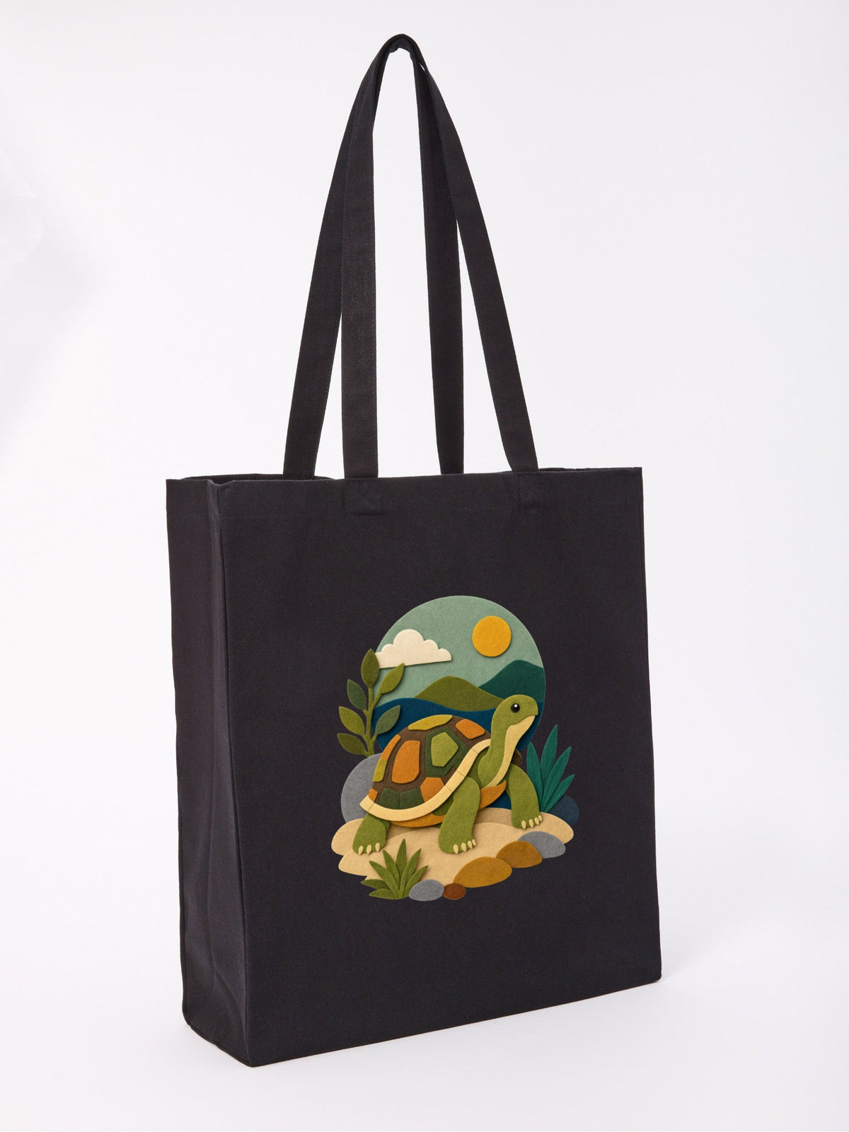 Tortoise on the Trail Recycled Cotton Shopper Bag - Felt & Fauna Raven Black colour variant image