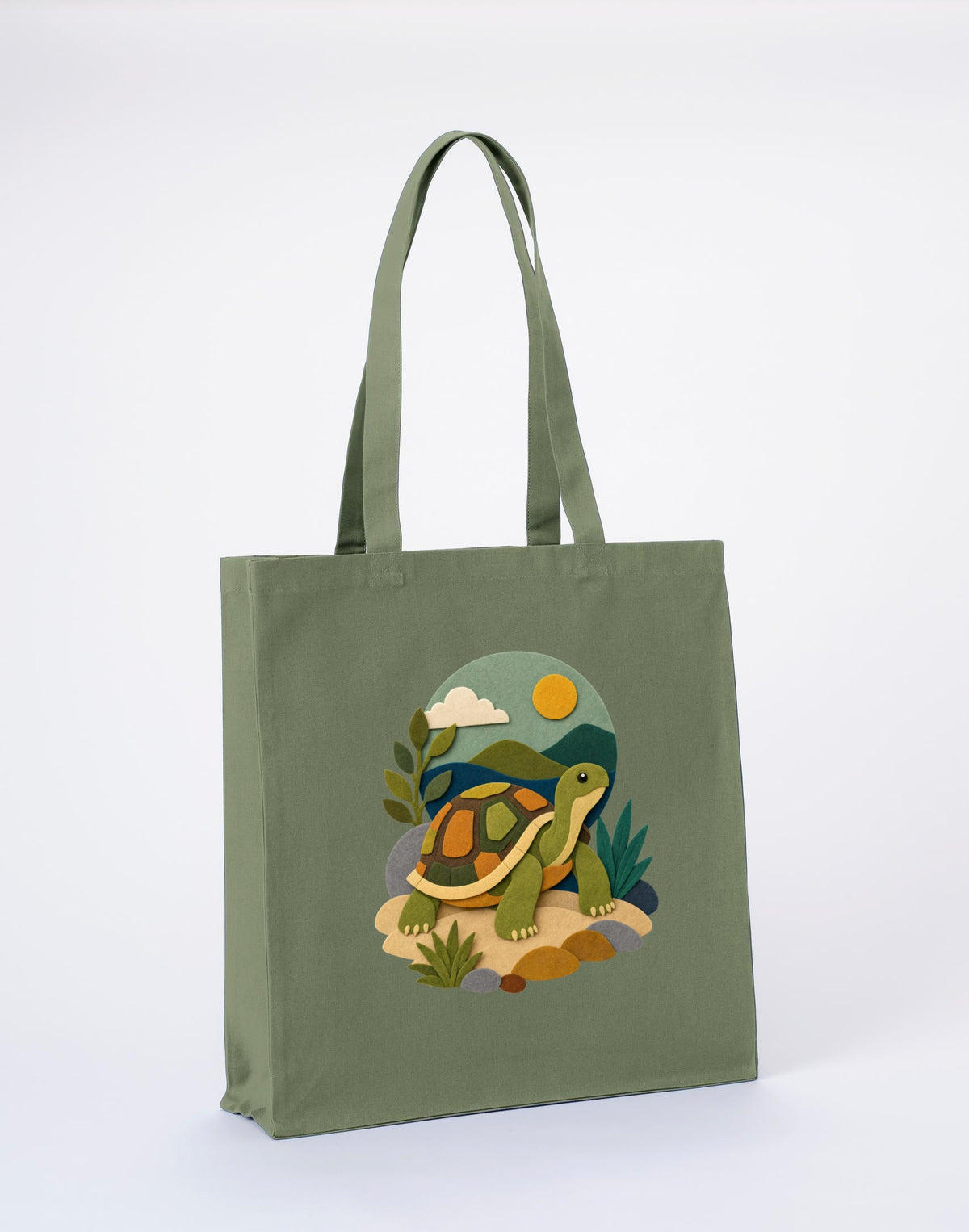 Tortoise on the Trail Recycled Cotton Shopper Bag - Felt & Fauna Sage Leaf colour variant image