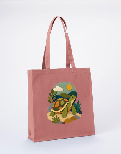 Tortoise on the Trail Recycled Cotton Shopper Bag - Felt & Fauna Wild Rose colour variant image