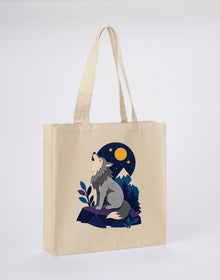 Wolf Beneath the Moon Recycled Cotton Shopper Bag - Felt & Fauna Dune Sand colour variant image