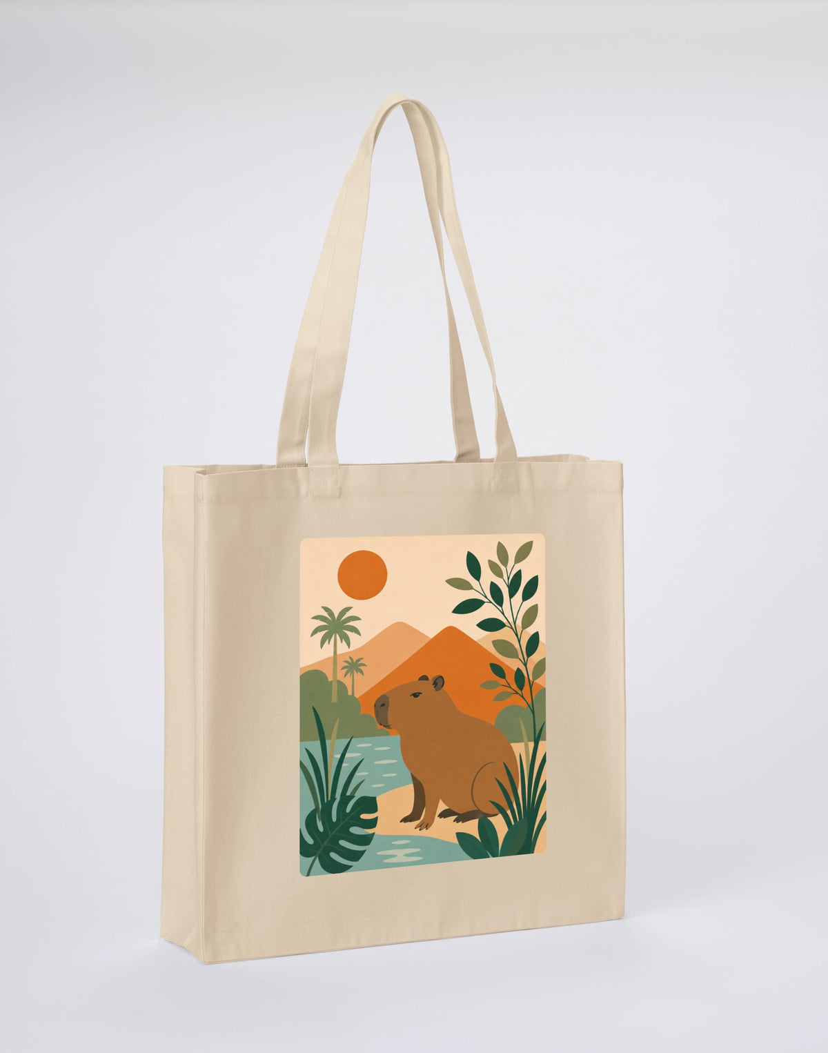 Capybara Oasis Recycled Cotton Shopper Bag - Wild Horizons Dune Sand colour variant image