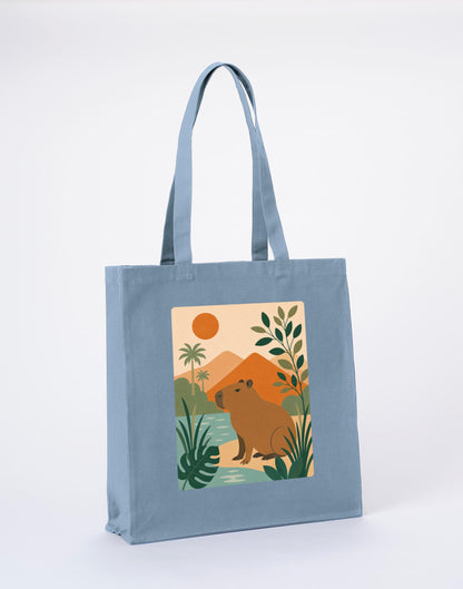 Capybara Oasis Recycled Cotton Shopper Bag - Wild Horizons Morning Mist colour variant image