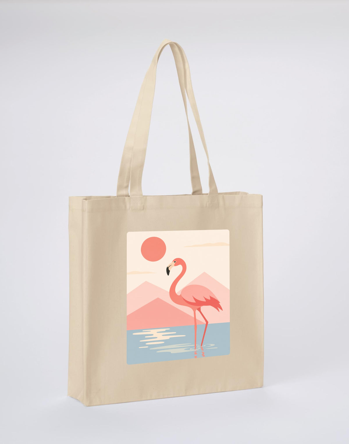 Flamingo Reflections Recycled Cotton Shopper Bag - Wild Horizons Dune Sand colour variant image