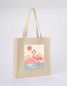 Flamingo Reflections Recycled Cotton Shopper Bag - Wild Horizons Dune Sand colour variant image