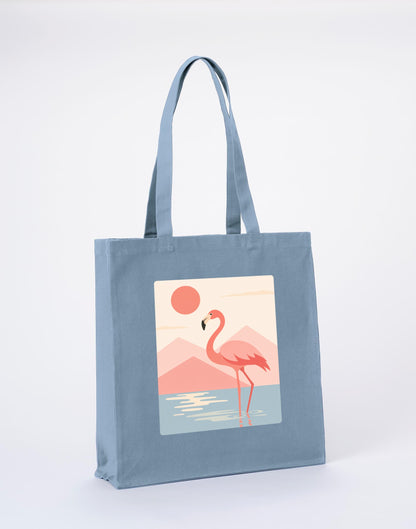 Flamingo Reflections Recycled Cotton Shopper Bag - Wild Horizons Morning Mist colour variant image