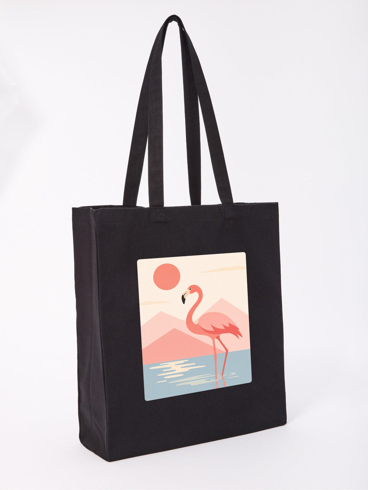 Flamingo Reflections Recycled Cotton Shopper Bag - Wild Horizons Raven Black colour variant image