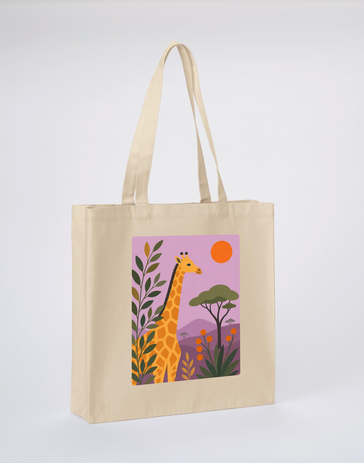 Giraffe Among the Acacias Recycled Cotton Shopper Bag - Wild Horizons Dune Sand colour variant image