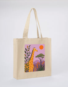 Giraffe Among the Acacias Recycled Cotton Shopper Bag - Wild Horizons Dune Sand colour variant image