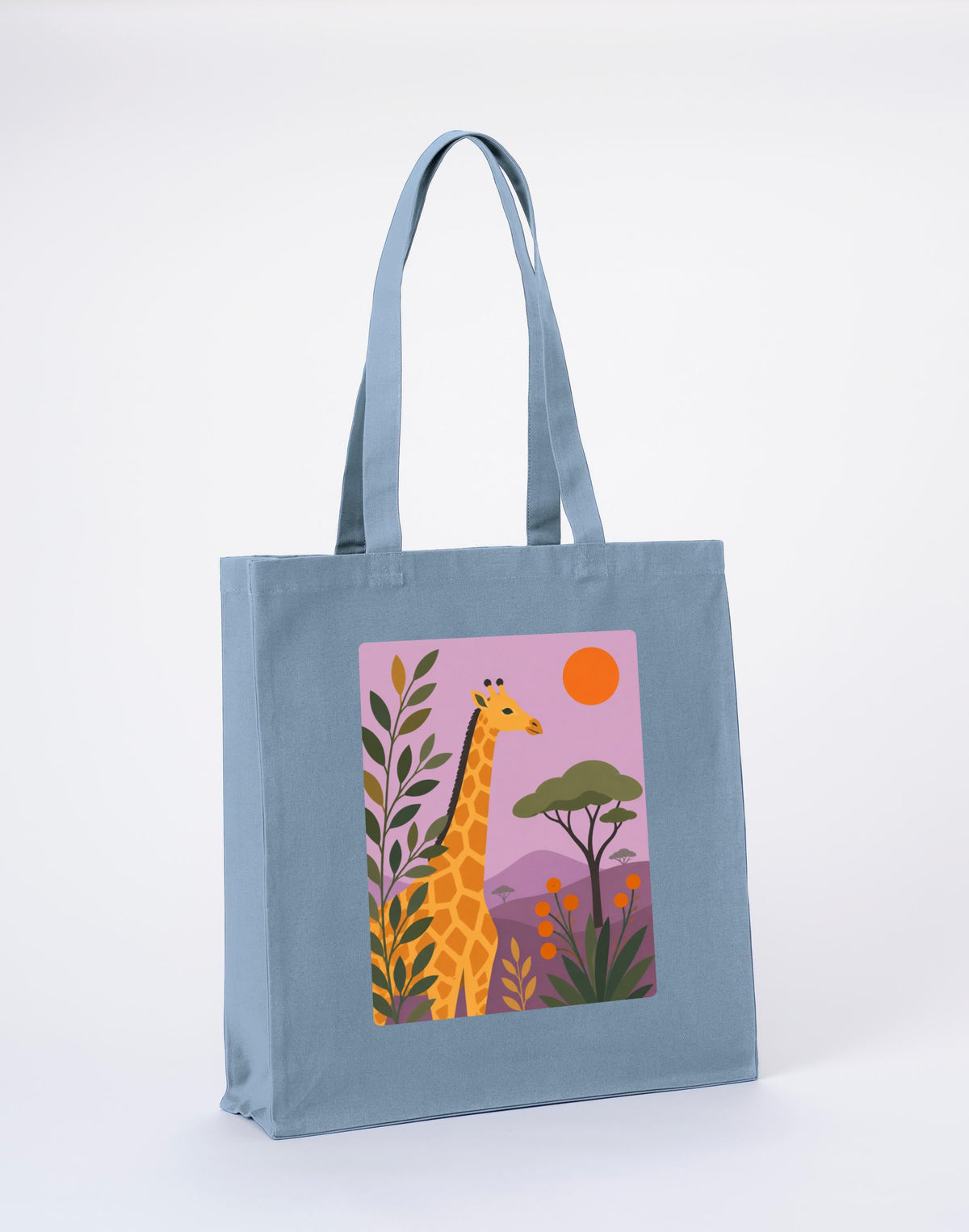 Giraffe Among the Acacias Recycled Cotton Shopper Bag - Wild Horizons Morning Mist colour variant image