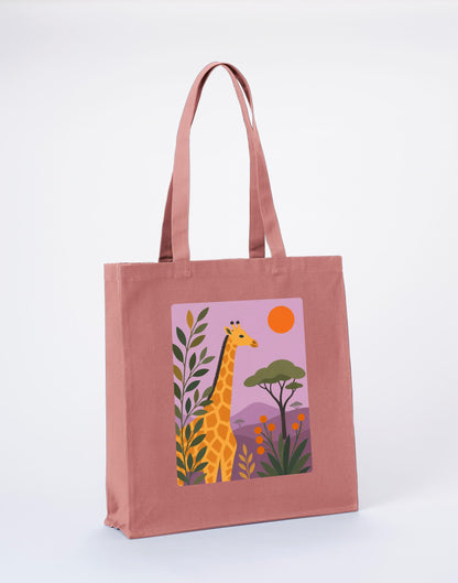 Giraffe Among the Acacias Recycled Cotton Shopper Bag - Wild Horizons Wild Rose colour variant image