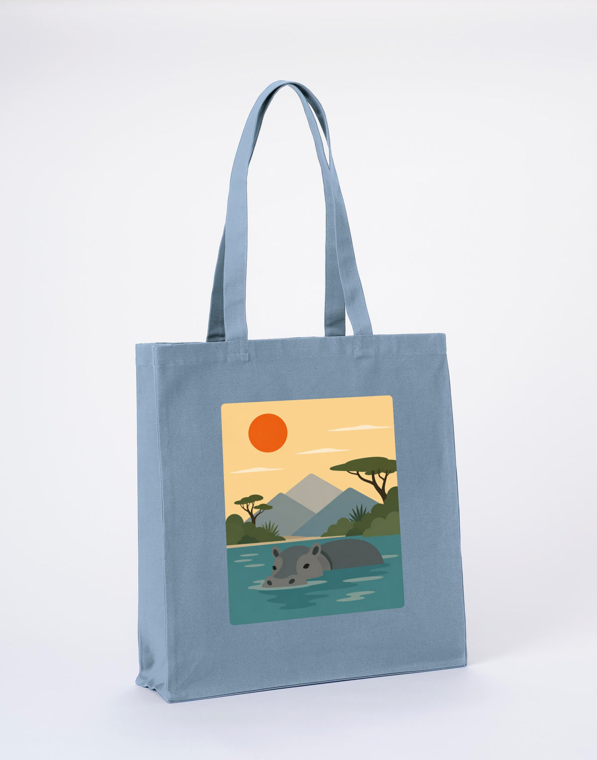 Hippo in Still Waters Recycled Cotton Shopper Bag - Wild Horizons Morning Mist colour variant image