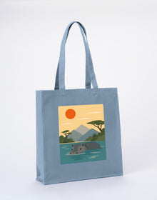Hippo in Still Waters Recycled Cotton Shopper Bag - Wild Horizons Morning Mist colour variant image