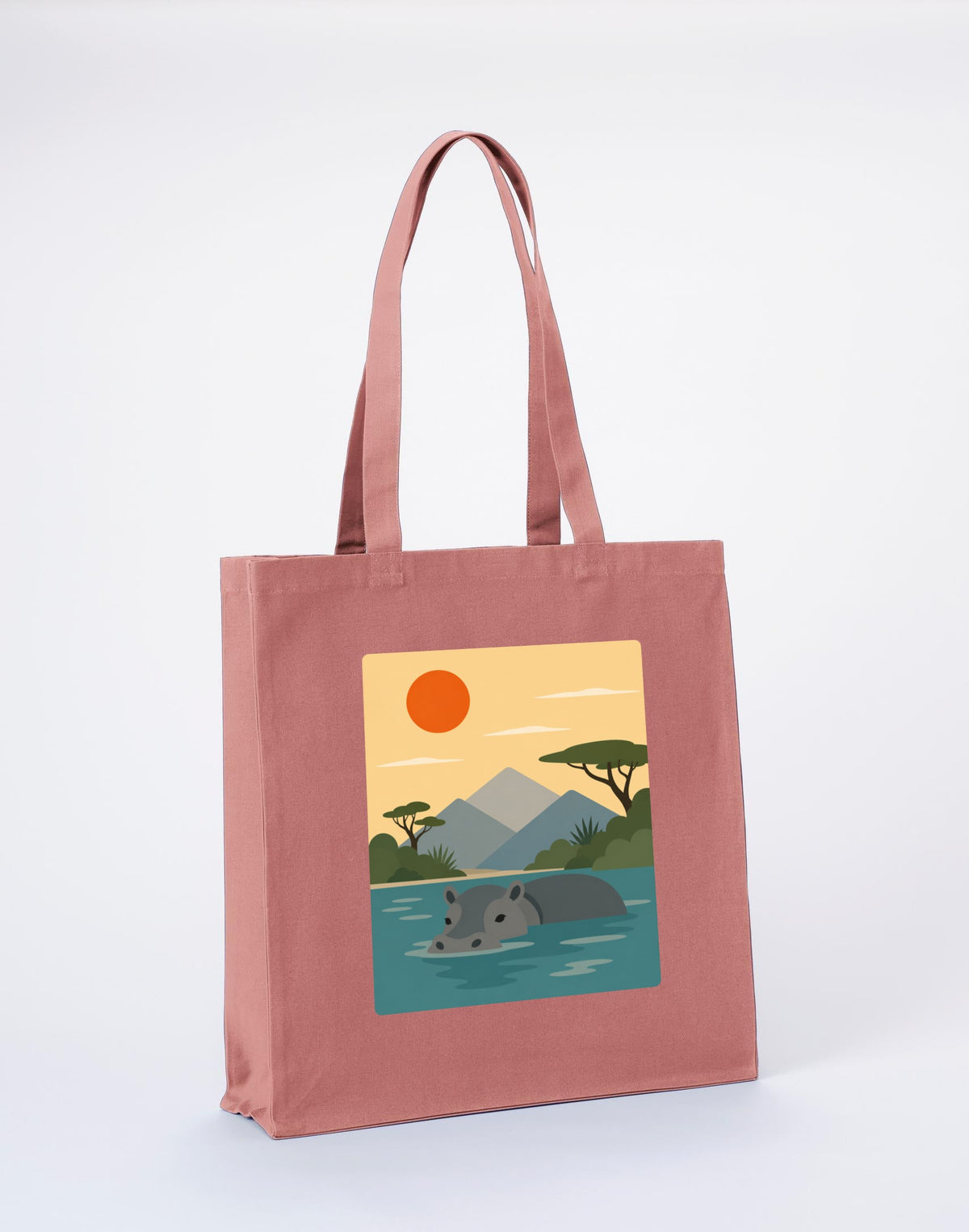 Hippo in Still Waters Recycled Cotton Shopper Bag - Wild Horizons Wild Rose colour variant image