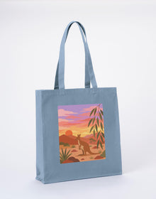 Kangaroo at Dusk Recycled Cotton Shopper Bag - Wild Horizons Morning Mist colour variant image