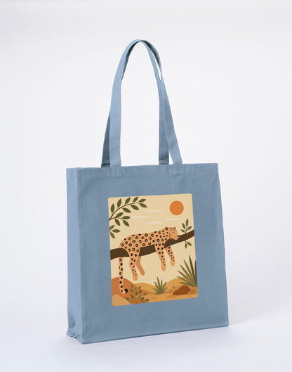 Leopard in the Shade Recycled Cotton Shopper Bag - Wild Horizons Morning Mist colour variant image