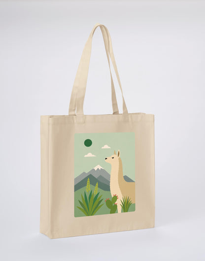 Llama in the Highlands Recycled Cotton Shopper Bag - Wild Horizons Dune Sand colour variant image