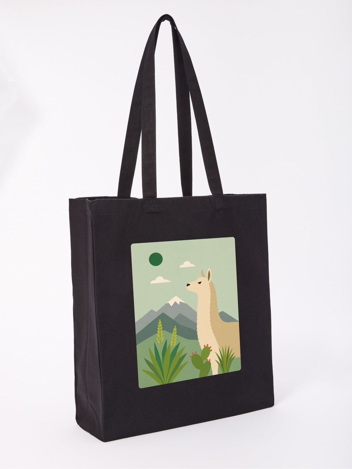 Llama in the Highlands Recycled Cotton Shopper Bag - Wild Horizons Raven Black colour variant image