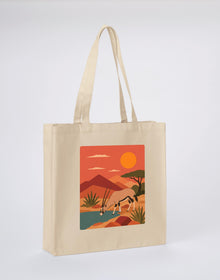 Oryx at the Waterhole Recycled Cotton Shopper Bag - Wild Horizons Dune Sand colour variant image