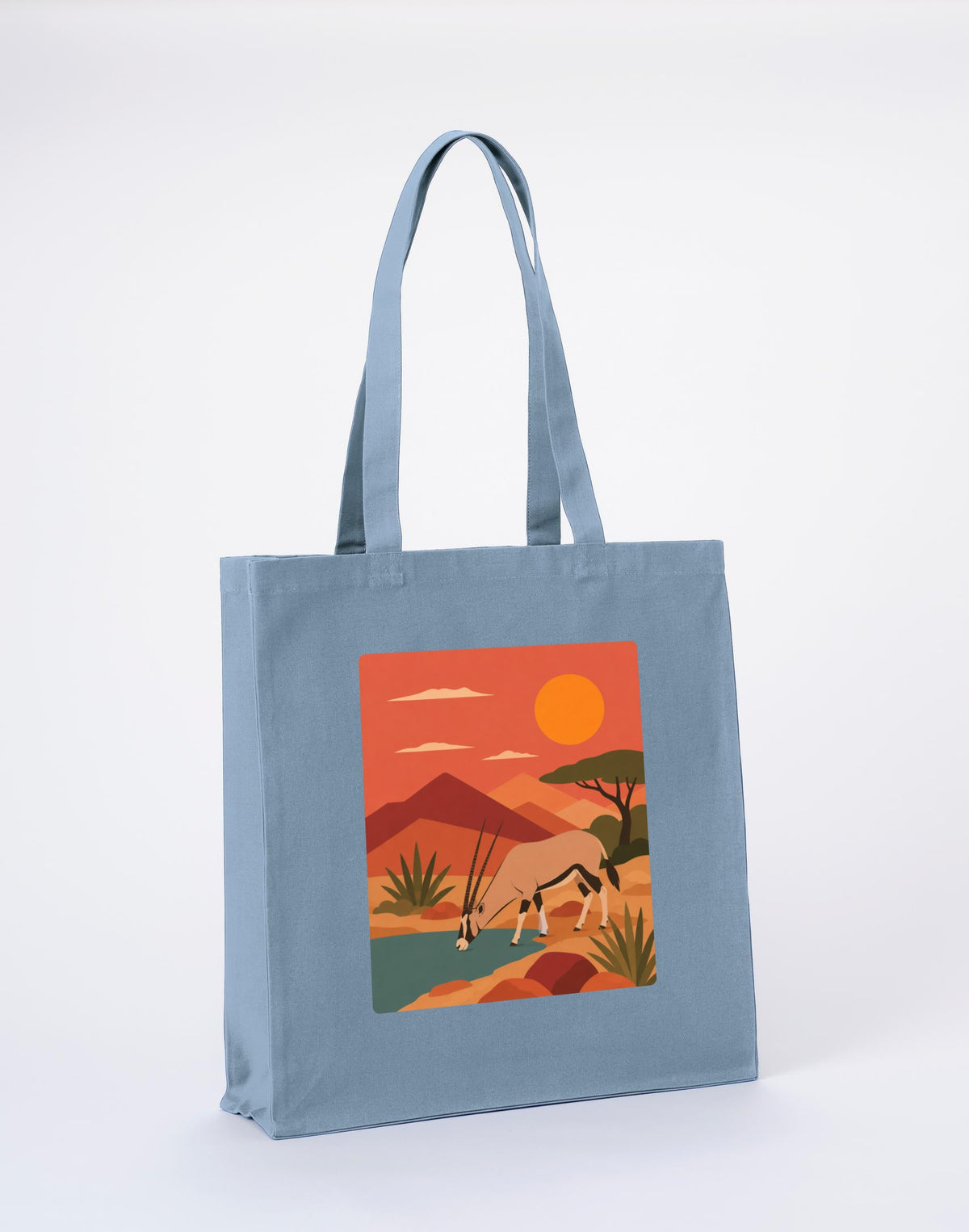 Oryx at the Waterhole Recycled Cotton Shopper Bag - Wild Horizons Morning Mist colour variant image