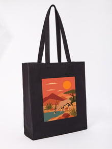 Oryx at the Waterhole Recycled Cotton Shopper Bag - Wild Horizons Raven Black colour variant image