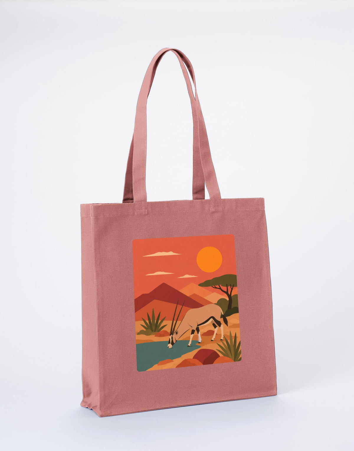 Oryx at the Waterhole Recycled Cotton Shopper Bag - Wild Horizons Wild Rose colour variant image