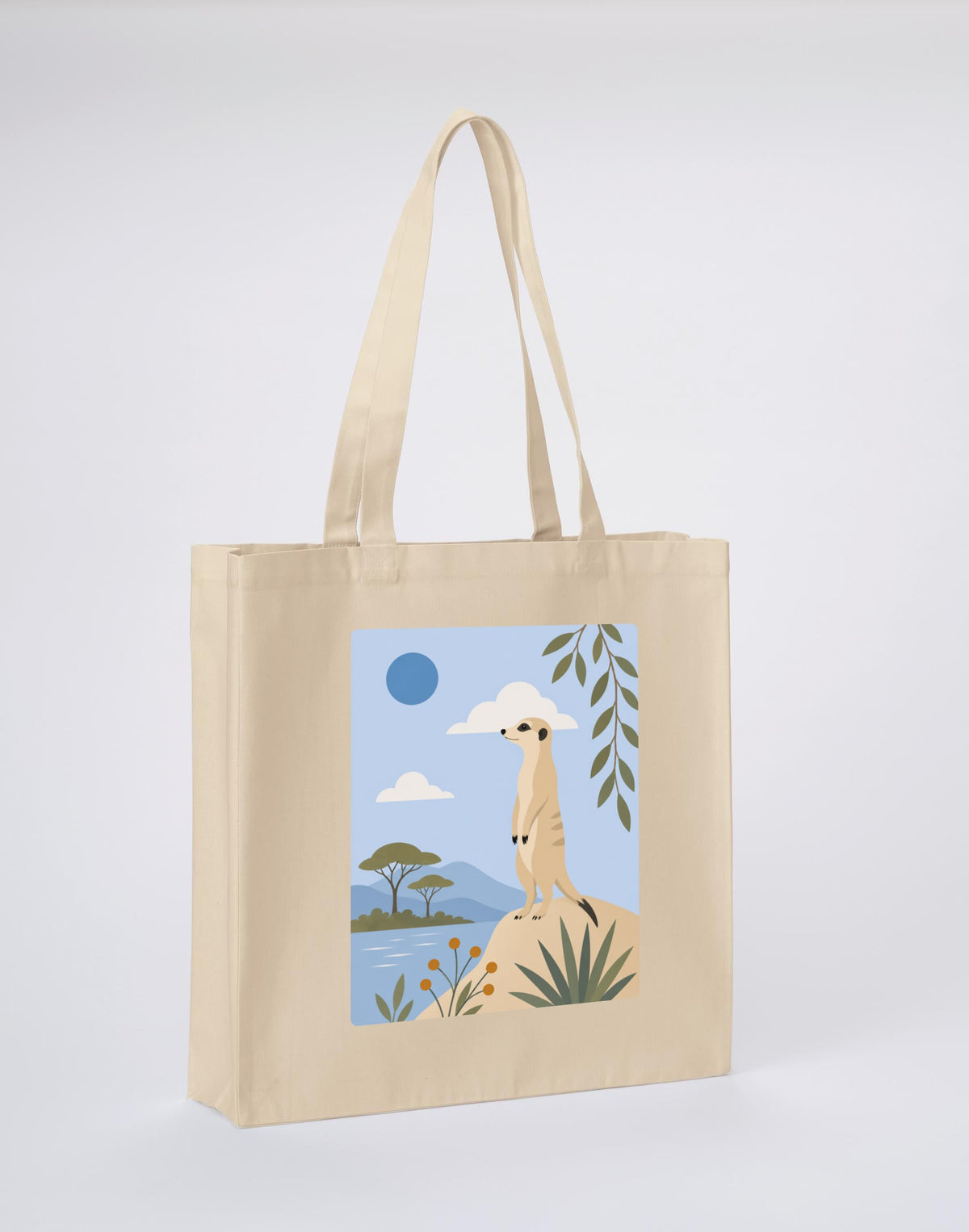 Meerkat Lookout Recycled Cotton Shopper Bag - Wild Horizons Dune Sand colour variant image