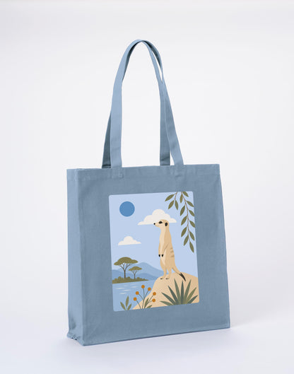 Meerkat Lookout Recycled Cotton Shopper Bag - Wild Horizons Morning Mist colour variant image