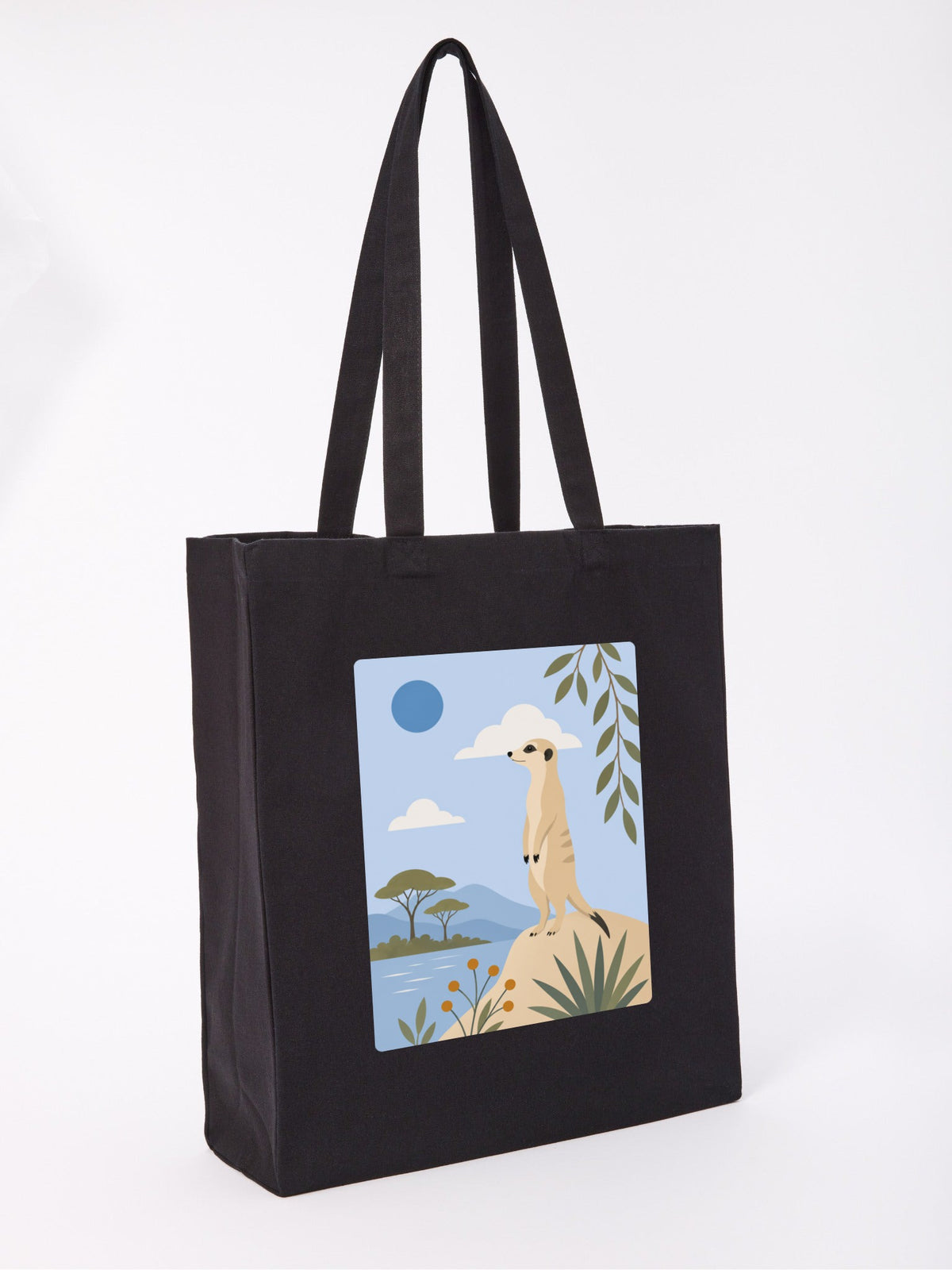 Meerkat Lookout Recycled Cotton Shopper Bag - Wild Horizons Raven Black colour variant image
