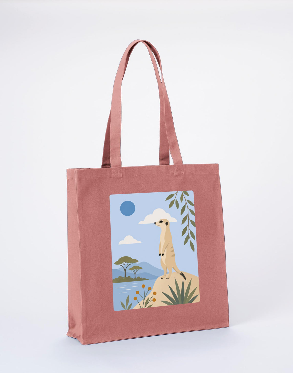Meerkat Lookout Recycled Cotton Shopper Bag - Wild Horizons Wild Rose colour variant image