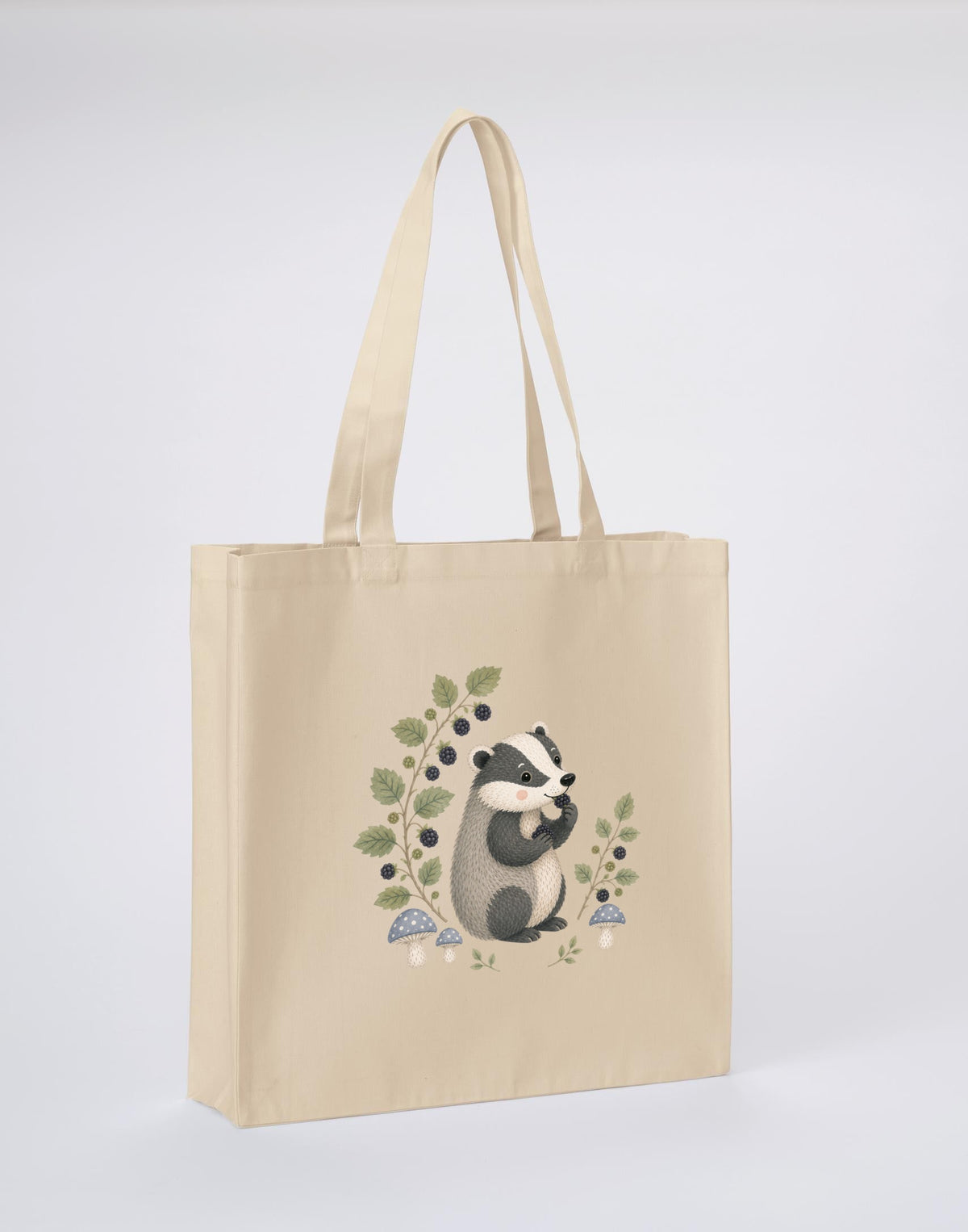 Badger's Blackberry Recycled Cotton Shopper Bag - Once Upon a Woodland Dune Sand colour variant image