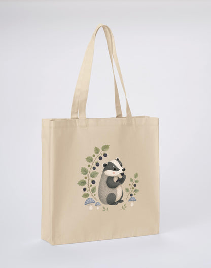Badger's Blackberry Recycled Cotton Shopper Bag - Once Upon a Woodland Dune Sand colour variant image