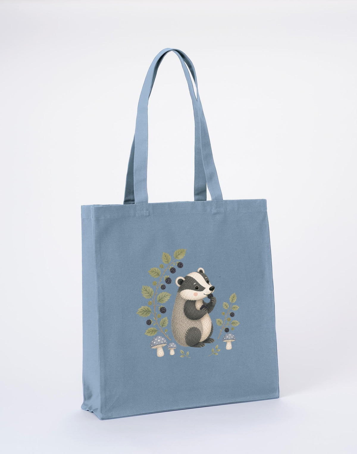 Badger's Blackberry Recycled Cotton Shopper Bag - Once Upon a Woodland Morning Mist colour variant image