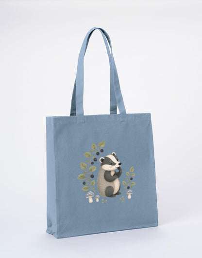 Badger's Blackberry Recycled Cotton Shopper Bag - Once Upon a Woodland Morning Mist colour variant image