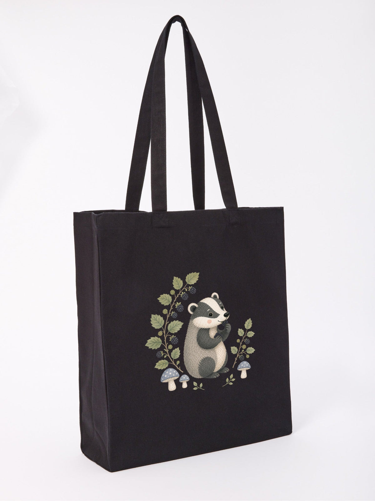 Badger's Blackberry Recycled Cotton Shopper Bag - Once Upon a Woodland Raven Black colour variant image