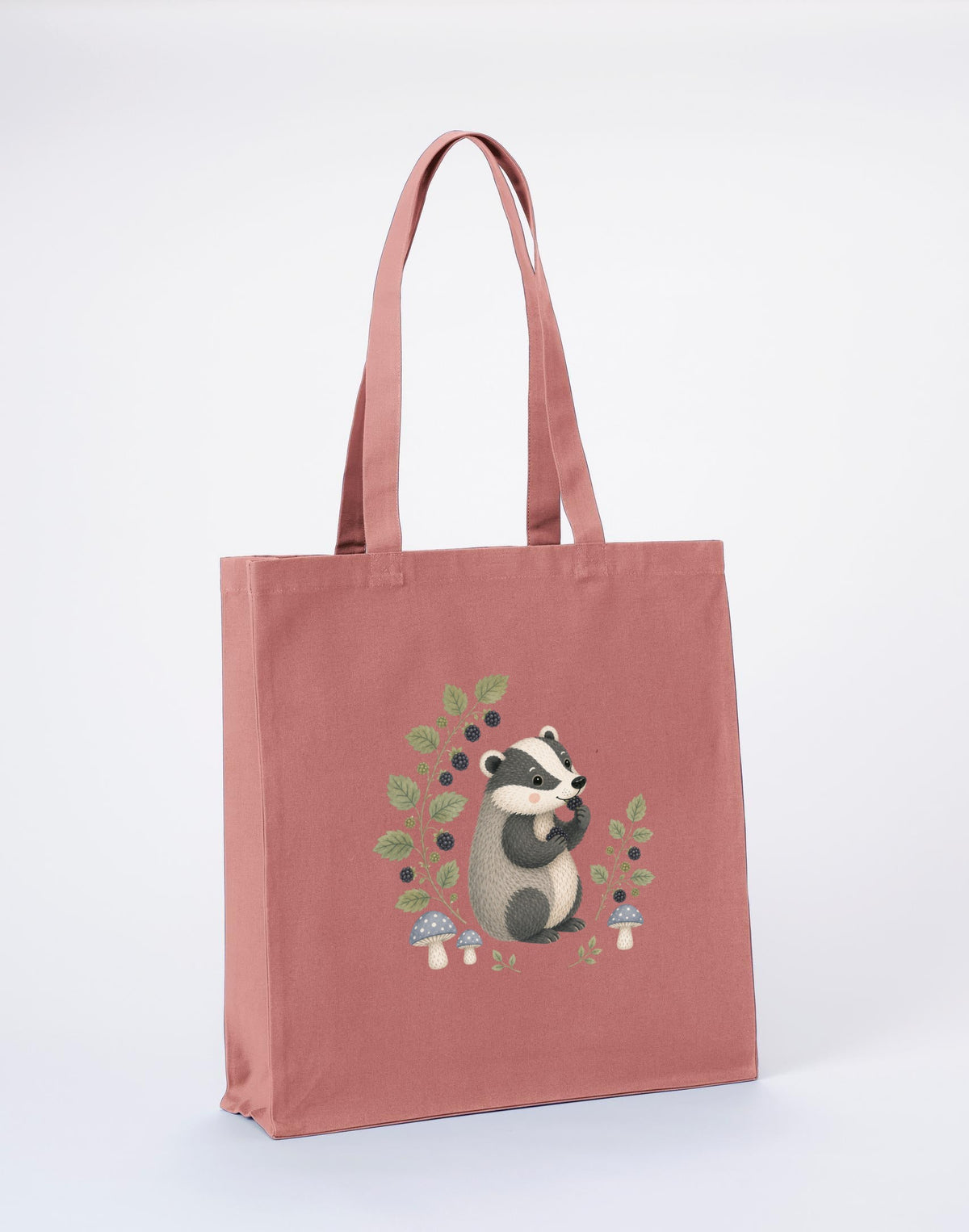 Badger's Blackberry Recycled Cotton Shopper Bag - Once Upon a Woodland Wild Rose colour variant image