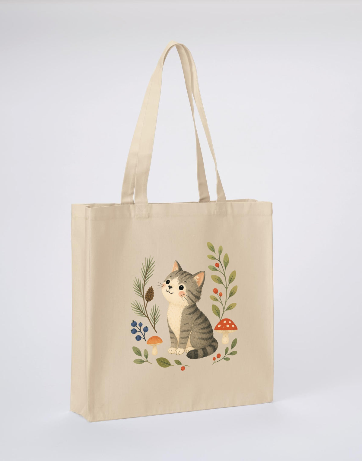 Kitten in the Pines Recycled Cotton Shopper Bag - Once Upon a Woodland Dune Sand colour variant image