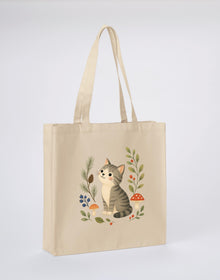 Kitten in the Pines Recycled Cotton Shopper Bag - Once Upon a Woodland Dune Sand colour variant image