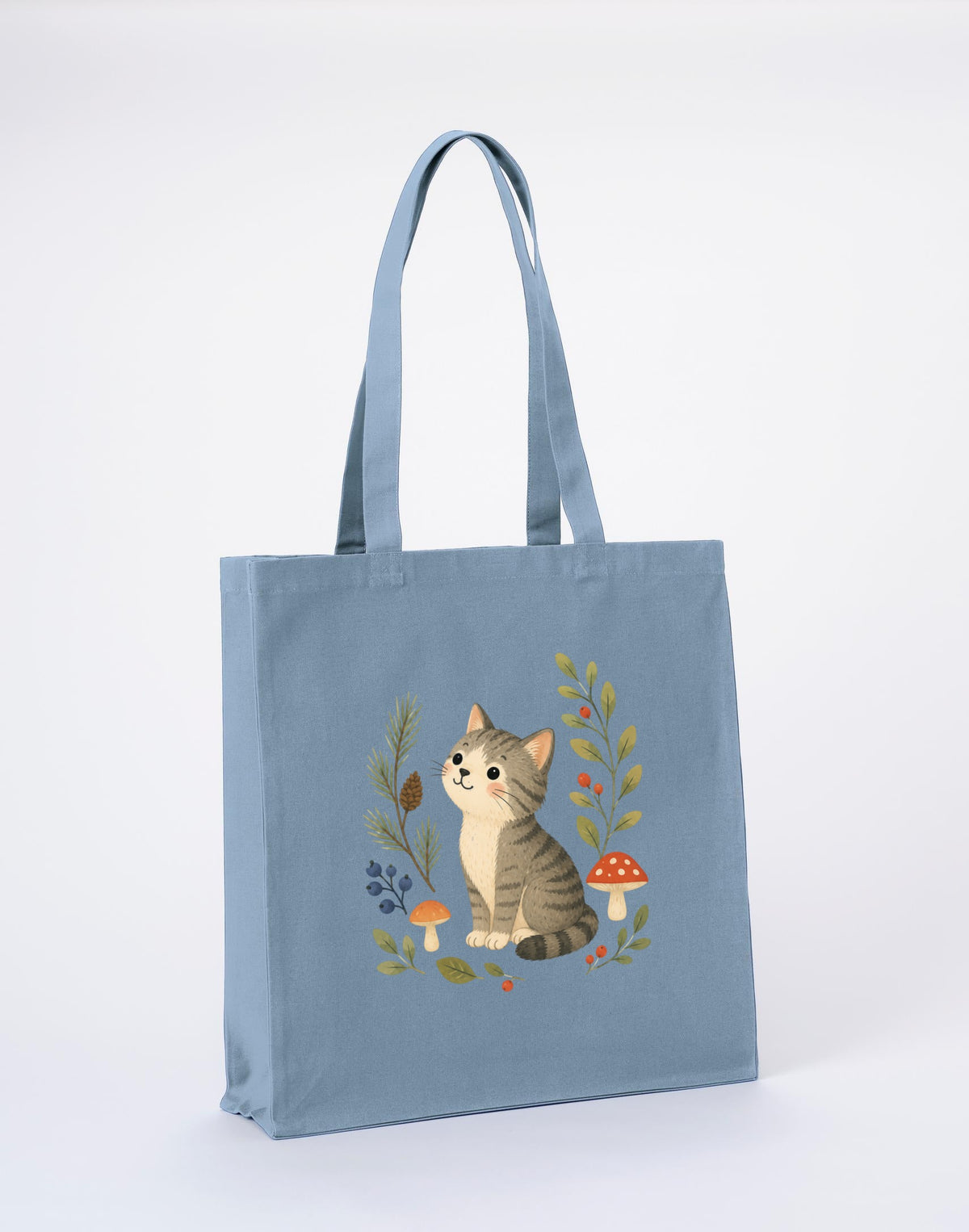Kitten in the Pines Recycled Cotton Shopper Bag - Once Upon a Woodland Morning Mist colour variant image