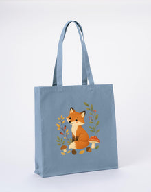 Fox Among the Toadstools Recycled Cotton Shopper Bag - Once Upon a Woodland Morning Mist colour variant image