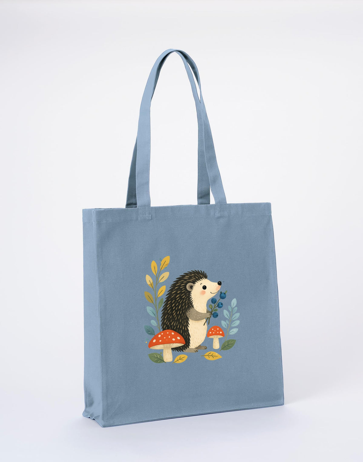 Hedgehog's Berry Harvest Recycled Cotton Shopper Bag - Once Upon a Woodland Morning Mist colour variant image