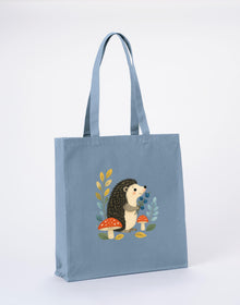Hedgehog's Berry Harvest Recycled Cotton Shopper Bag - Once Upon a Woodland Morning Mist colour variant image