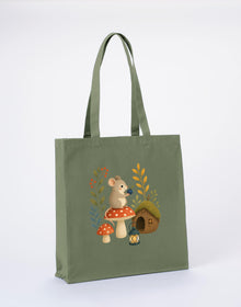Mouse at Mushroom Cottage Recycled Cotton Shopper Bag - Once Upon a Woodland Sage Leaf colour variant image