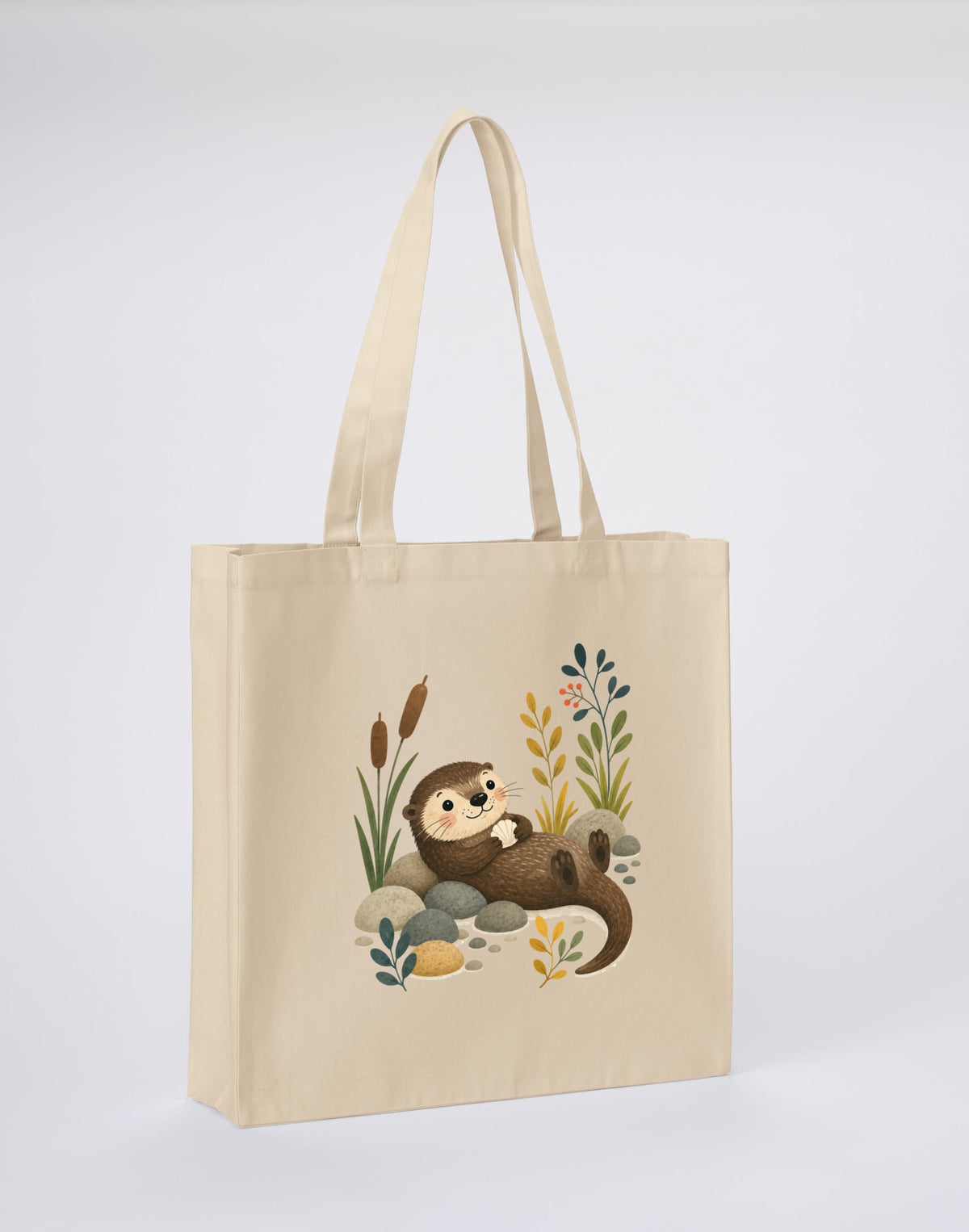 Otter by the Reeds Recycled Cotton Shopper Bag - Once Upon a Woodland Dune Sand colour variant image