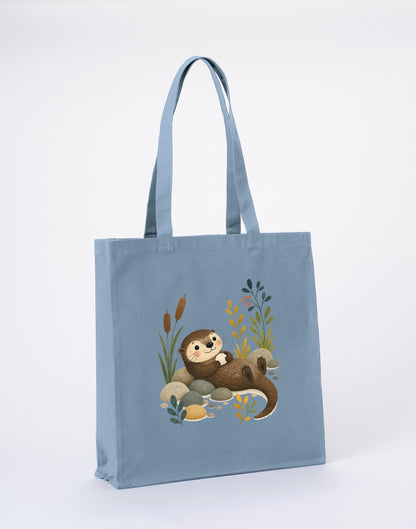 Otter by the Reeds Recycled Cotton Shopper Bag - Once Upon a Woodland Morning Mist colour variant image