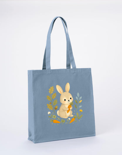 Rabbit's Carrot Patch Recycled Cotton Shopper Bag - Once Upon a Woodland Morning Mist colour variant image