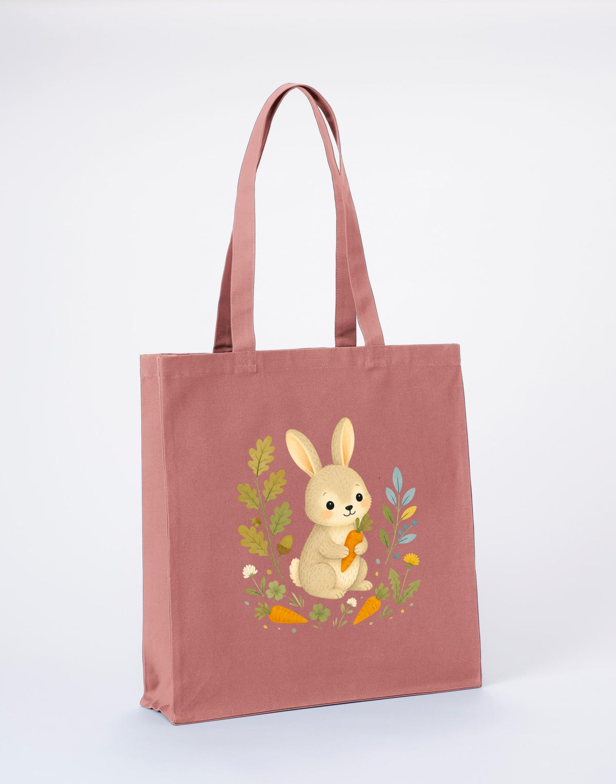 Rabbit's Carrot Patch Recycled Cotton Shopper Bag - Once Upon a Woodland Wild Rose colour variant image