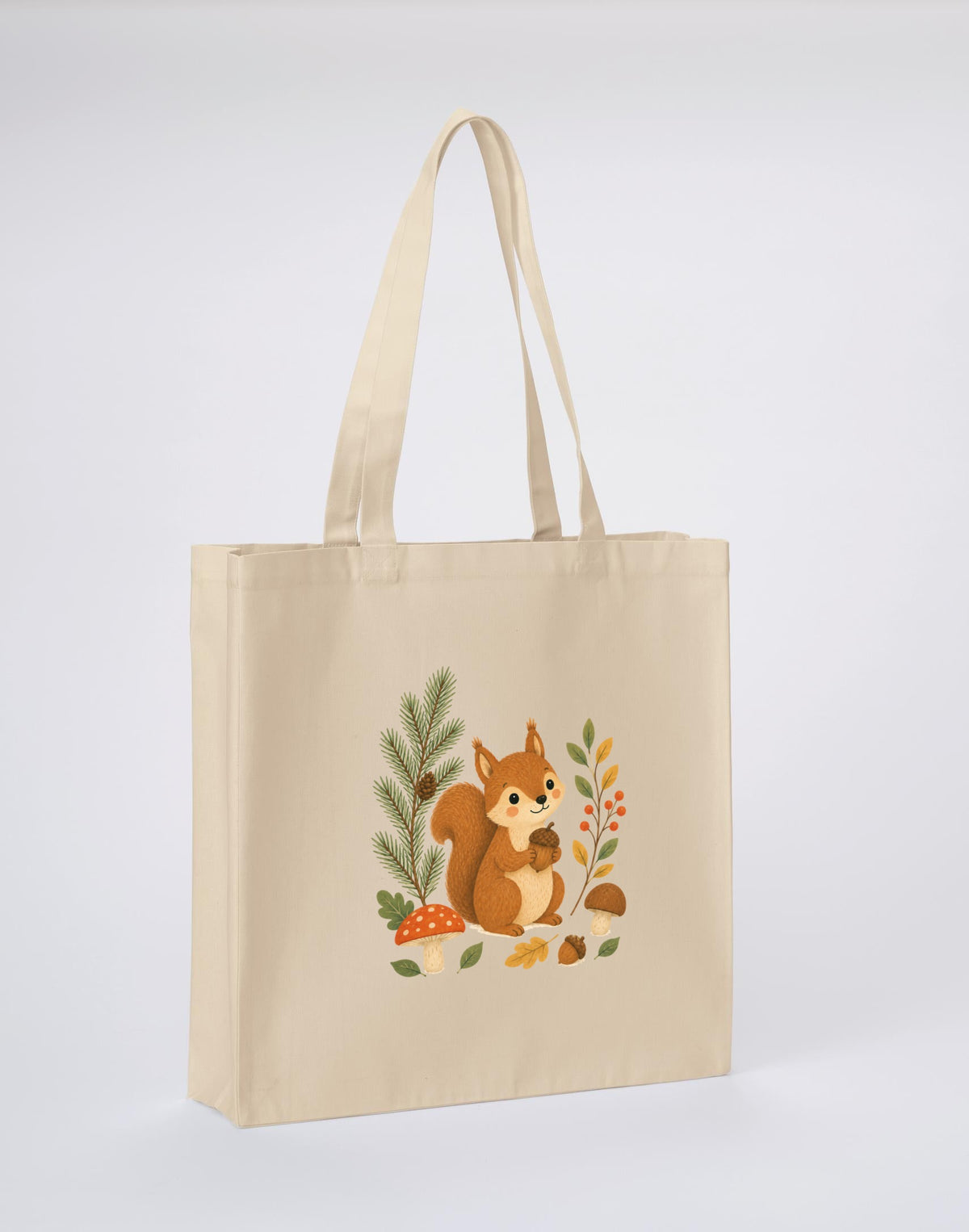 Squirrel's Autumn Store Recycled Cotton Shopper Bag - Once Upon a Woodland Dune Sand colour variant image