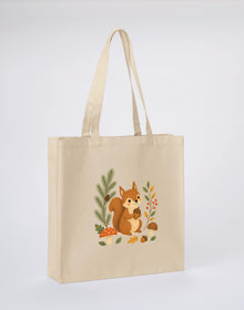 Squirrel's Autumn Store Recycled Cotton Shopper Bag - Once Upon a Woodland Dune Sand colour variant image