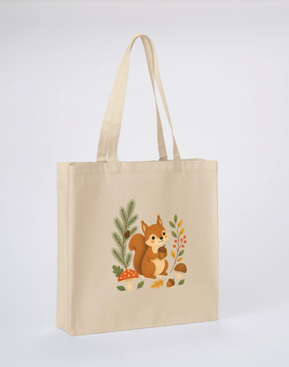 Squirrel's Autumn Store Recycled Cotton Shopper Bag - Once Upon a Woodland Dune Sand colour variant image